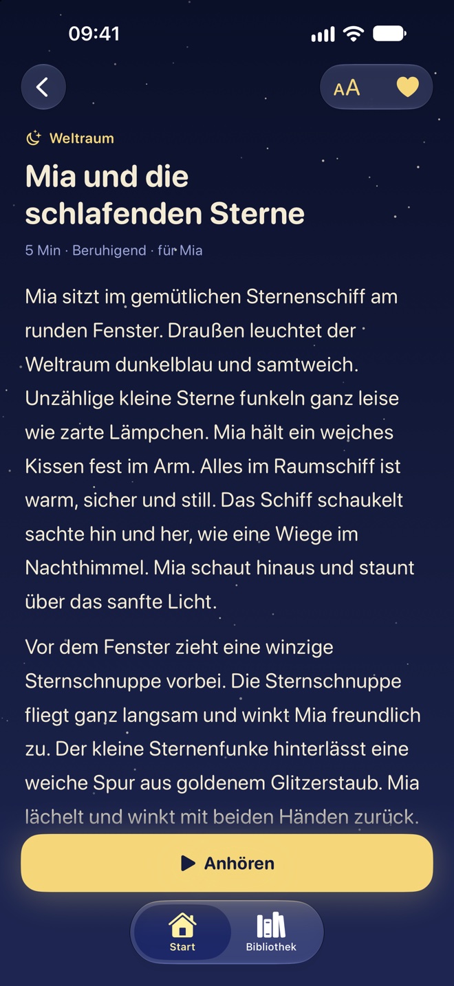 Eine Gute-Nacht-Geschichte in der App lesen
